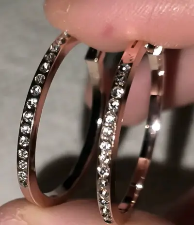 Aros de oro rosa con circonitas - miniatura 3