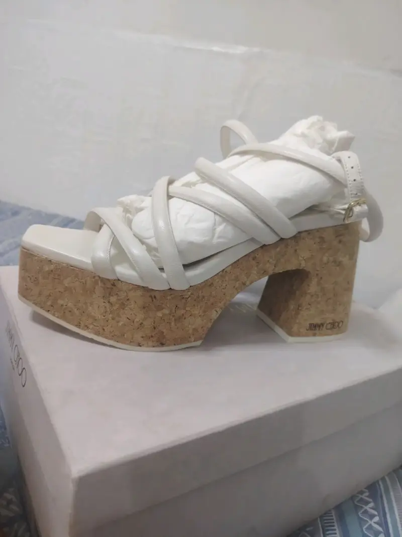 Sandalias de plataforma Jimmy Choo blancas de corcho - 3