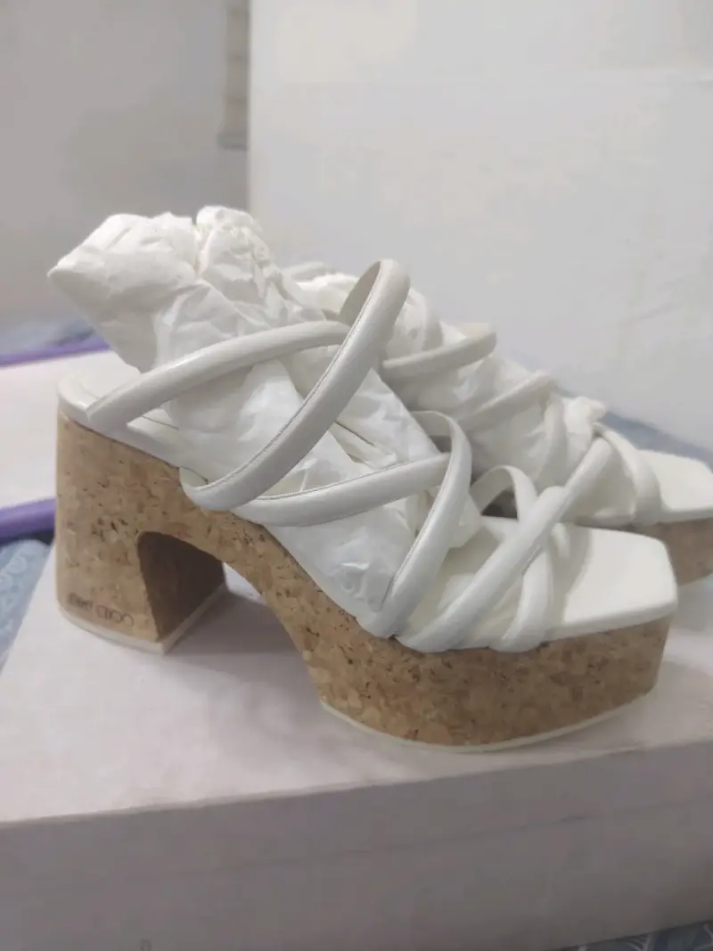 Sandalias de plataforma Jimmy Choo blancas de corcho - 4
