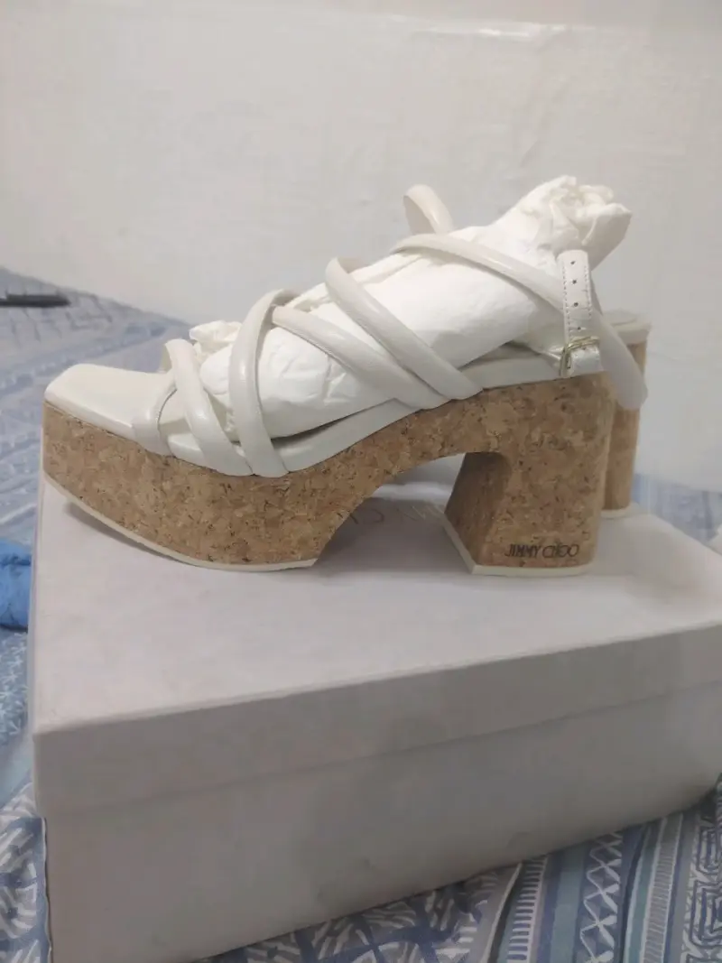 Sandalias de plataforma Jimmy Choo blancas de corcho - 6