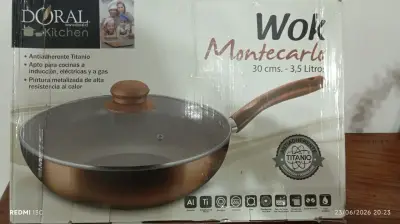 Wok Doral Kitchen Montecarlo 30 cm Antiadherente - miniatura 3