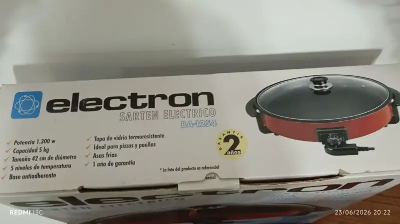 Sartén Eléctrico Electron BA-1254 1300W - 1