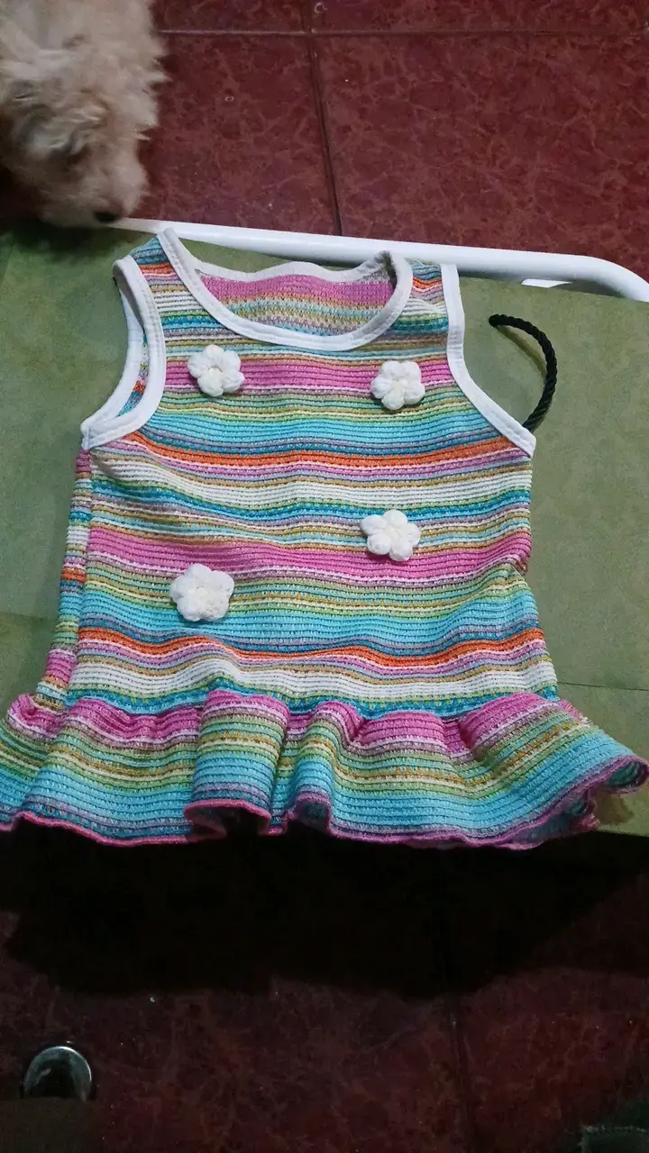 Vestido tejido a crochet multicolor para niña
