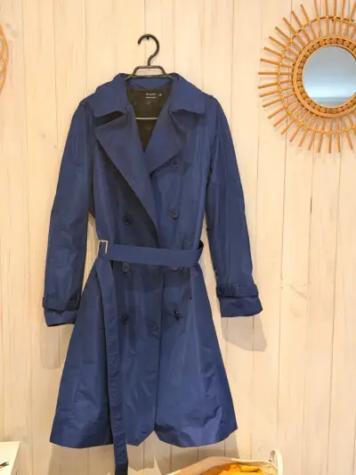 Abrigo trench azul marino para mujer latam - miniatura 1