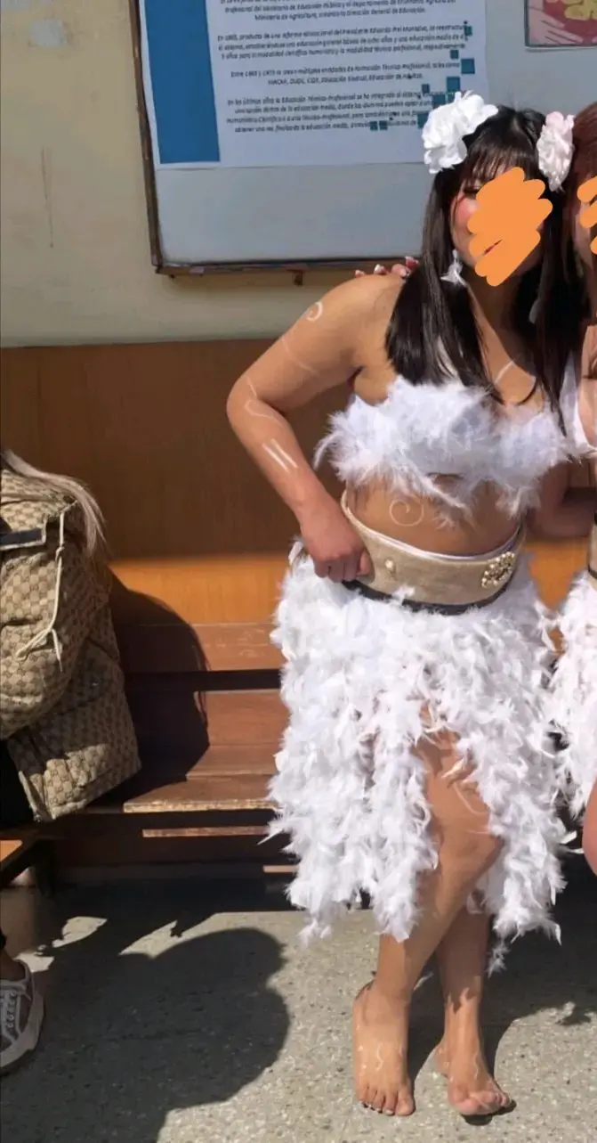 Pa pascuemse Disfraz de plumas blanco para mujer