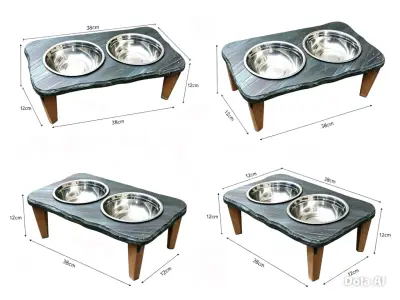 Comedero elevado doble para mascotas de acero inoxidable - miniatura 1