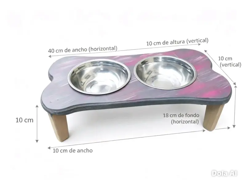 Comedero elevado doble para mascotas de acero inoxidable - 2