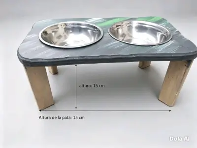 Comedero elevado doble para mascotas de acero inoxidable - miniatura 5