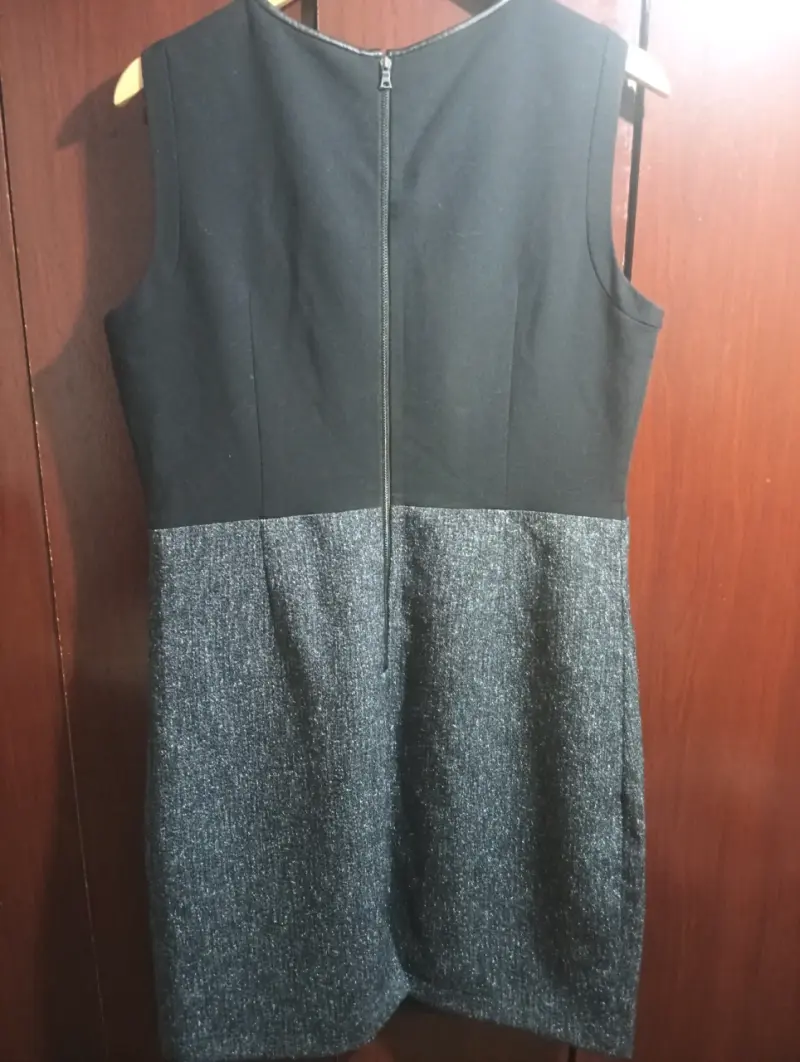 Vestido formal sin mangas gris y negro - 2