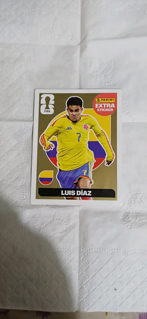 Lámina Panini FIFA Extra Sticker Luis Díaz dorado - 1