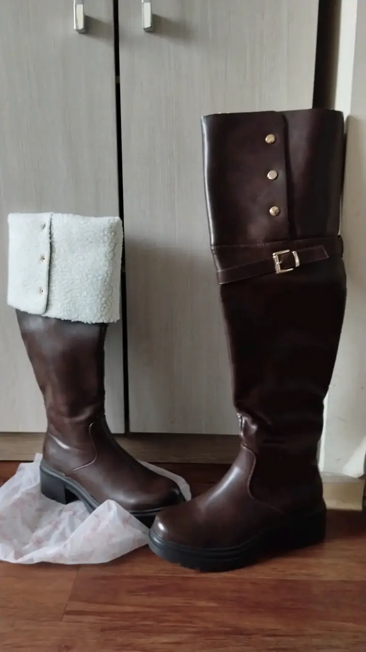 Botas largas de cuero marrón Weide - 3