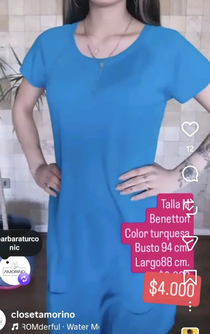 Vestido turquesa Benetton talla M