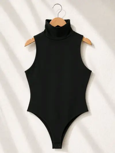 Body negro sin mangas cuello alto - miniatura 1