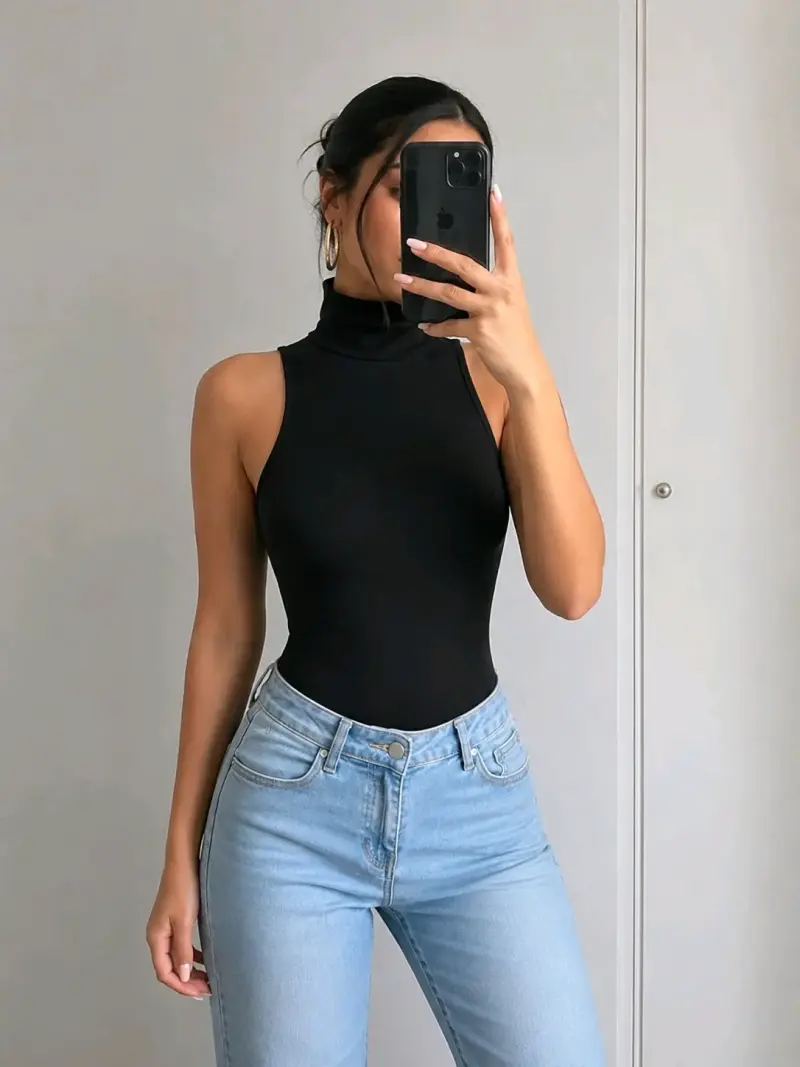 Body negro sin mangas cuello alto - 2