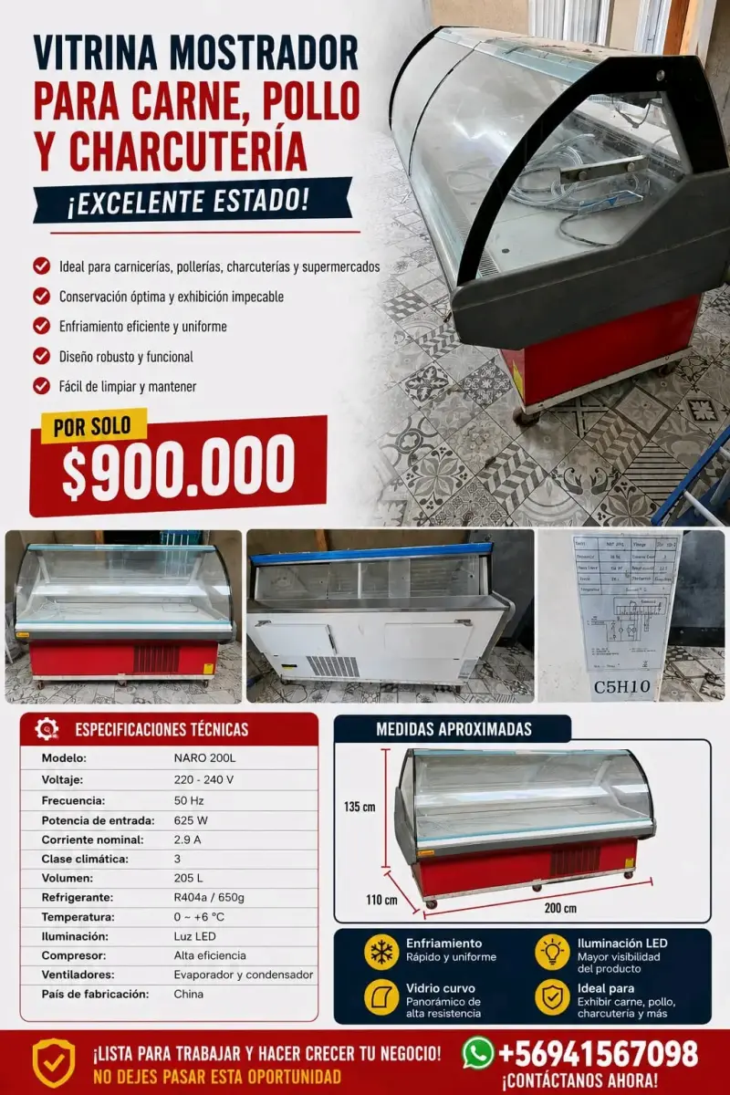 Vitrina mostrador para carne y charcutería en excelente estado