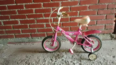 Bicicleta infantil rosada con rueditas - miniatura 1