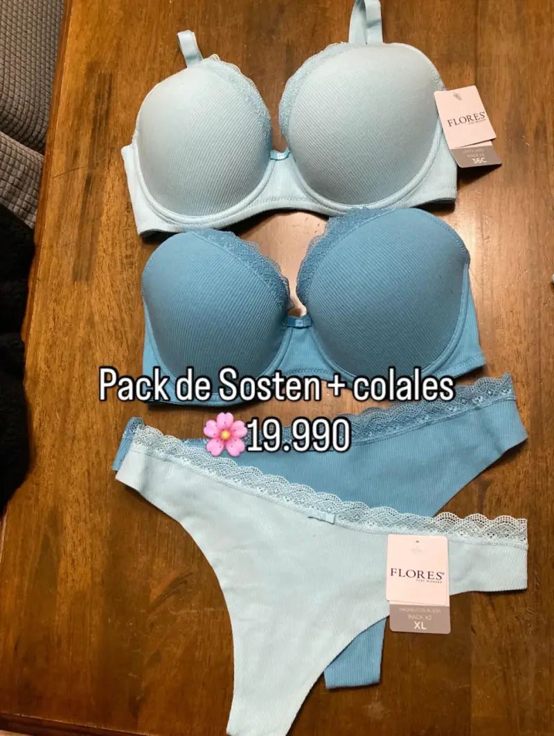 Pack de Sostenes y Colales Flores Azul