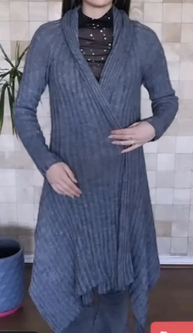 Cárdigan largo gris para mujer