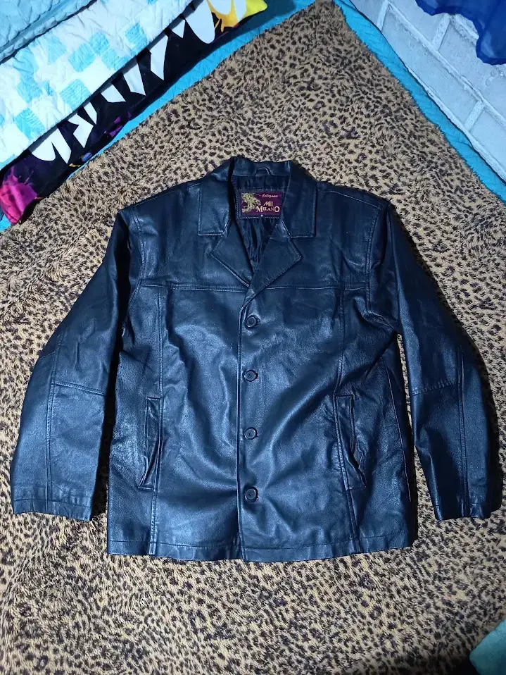 Chaqueta de cuero negra para hombre - 1