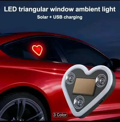 Luz LED ambiental para ventana de auto con carga solar y USB - miniatura 1