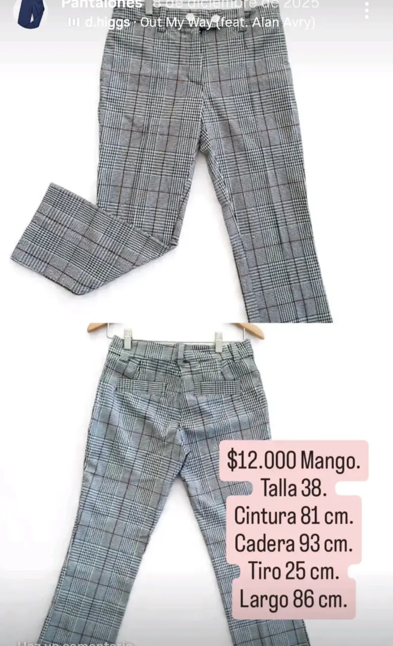 Pantalones a cuadros Mango talla 38