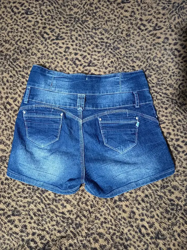 Shorts de mezclilla azul para mujer - 2