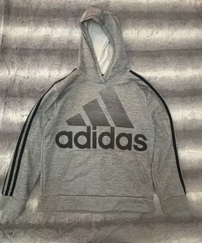 Polerón con capucha gris Adidas para niño - miniatura 1