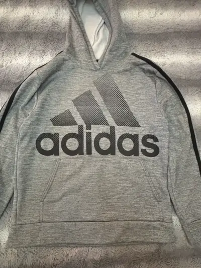 Polerón con capucha gris Adidas para niño - miniatura 2
