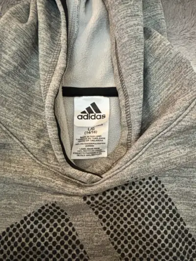 Polerón con capucha gris Adidas para niño - miniatura 3