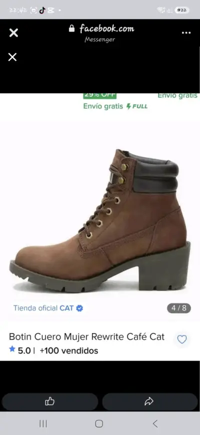Botines de cuero café para mujer Cat - miniatura 2
