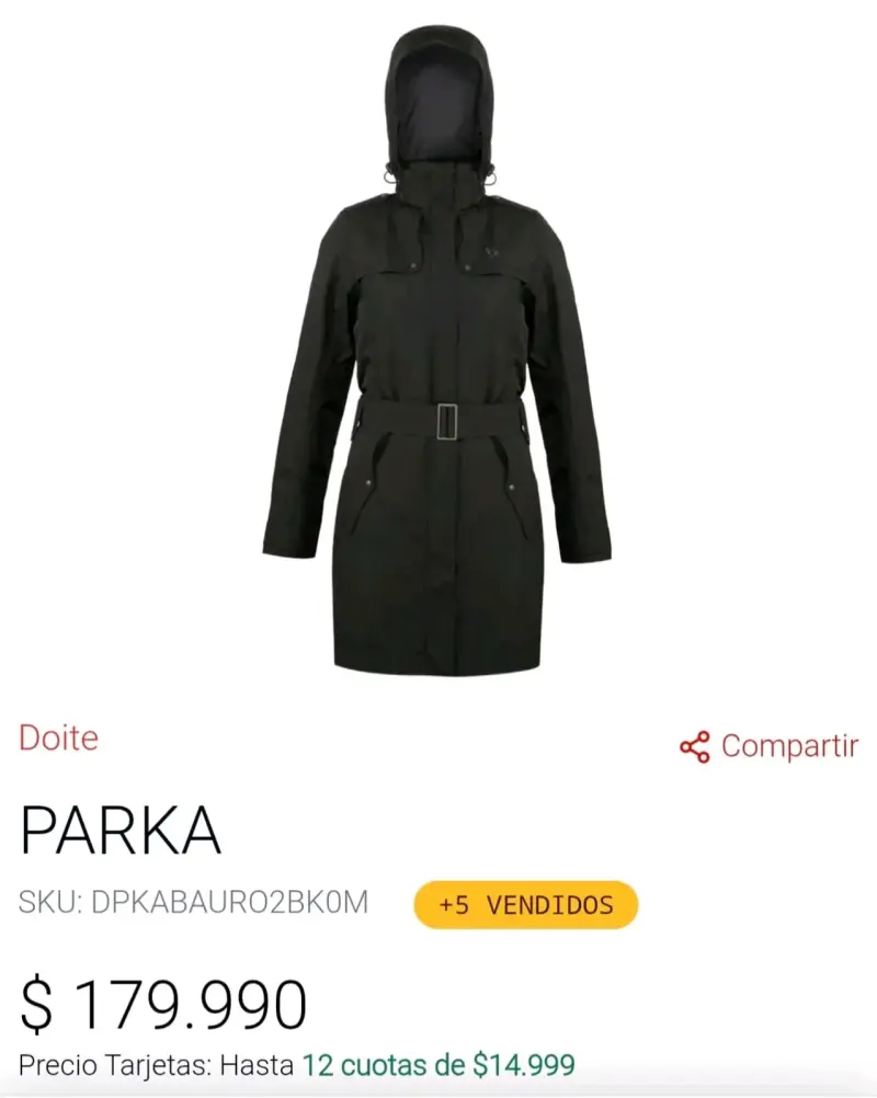 Abrigo impermeable negro con capucha - 3