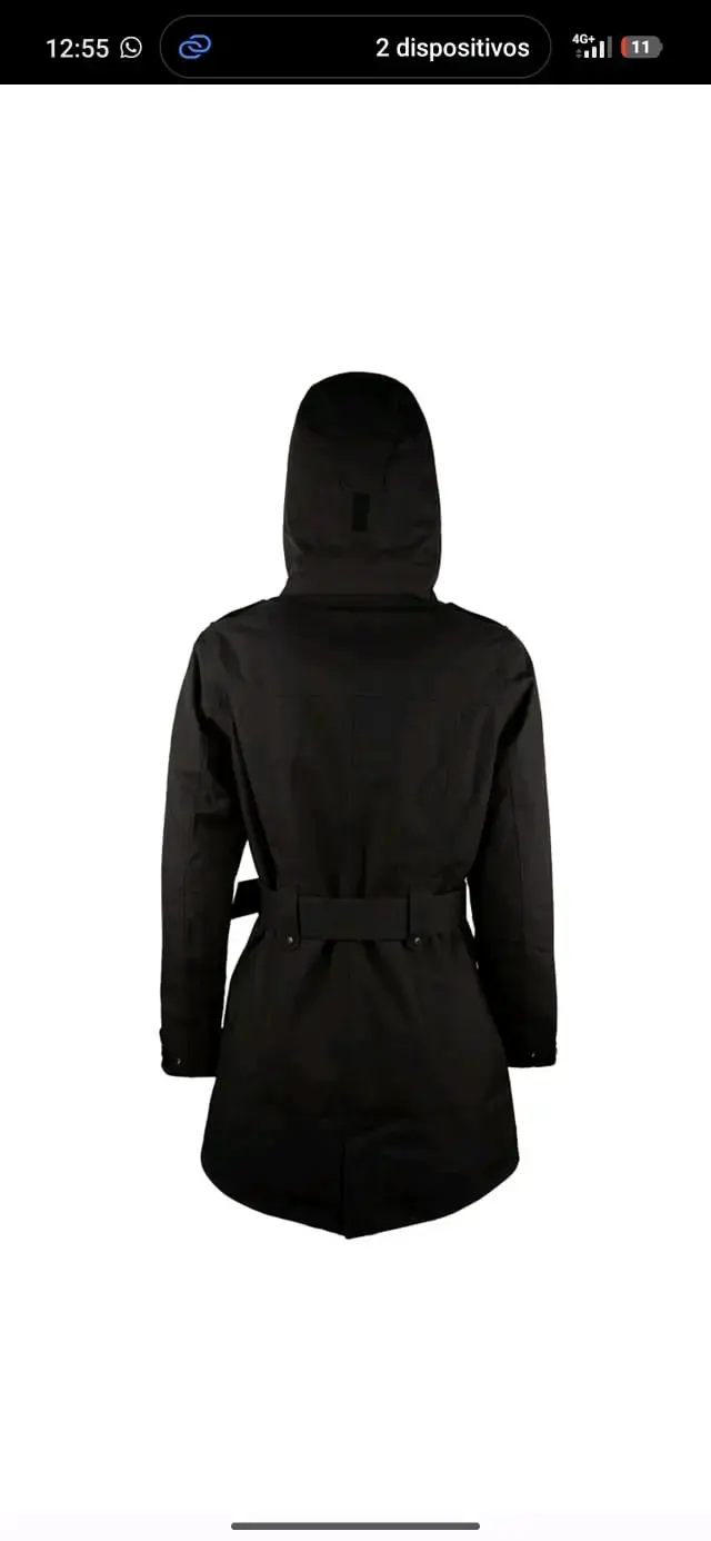 Abrigo impermeable negro con capucha - 4