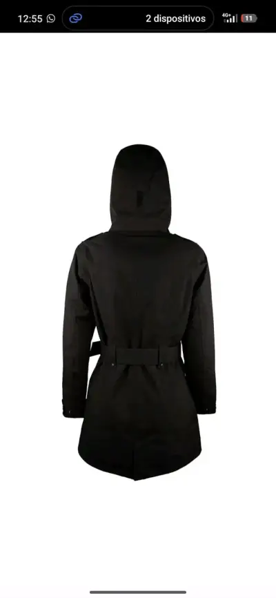 Abrigo impermeable negro con capucha - miniatura 4