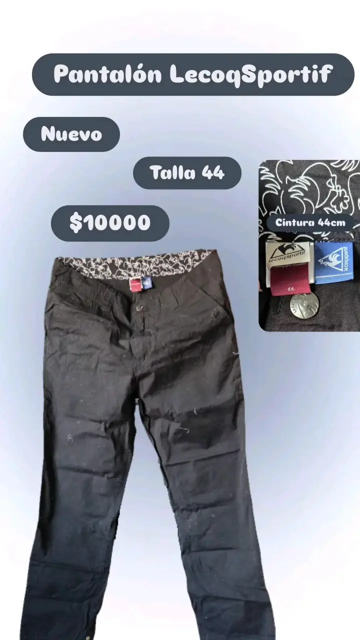 Pantalón Lecoq Sportif Negro Talla 44 Nuevo
