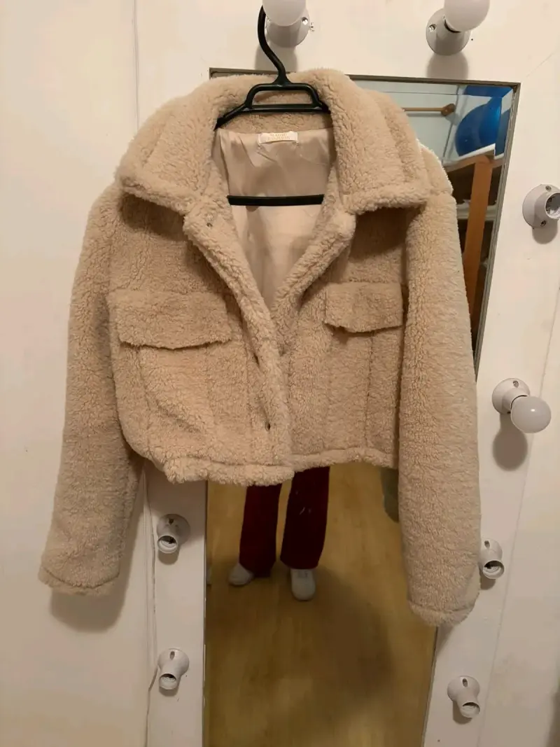 Chaqueta de lana sintética marrón para mujer - 2