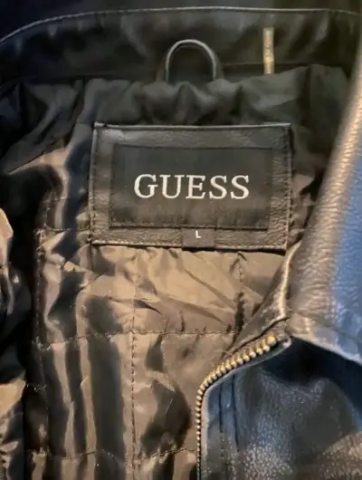 Chaqueta de cuero negra Guess para hombre - miniatura 2
