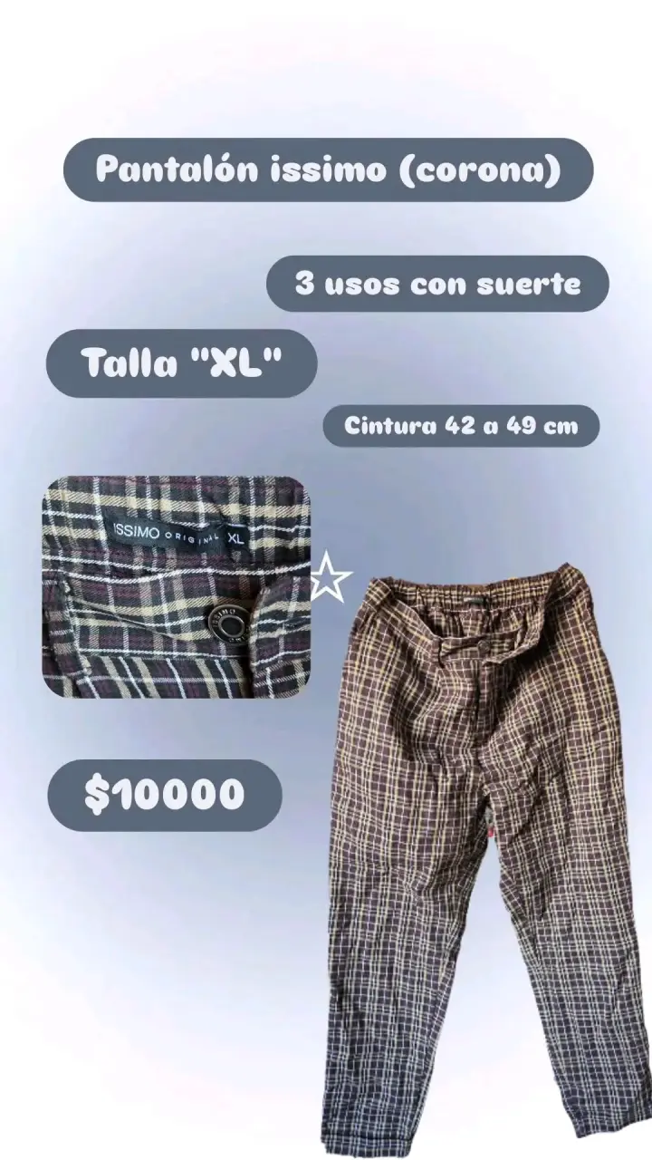 Pantalón a cuadros Issimo talla XL
