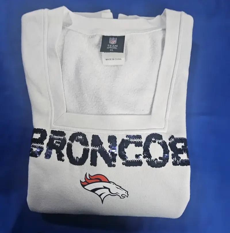 Polerón NFL Broncos Blanco con Lentejuelas - 2