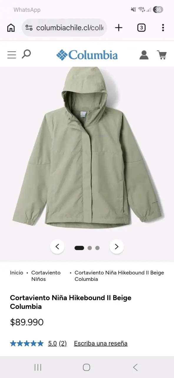 Chaqueta impermeable Columbia verde niña - 2