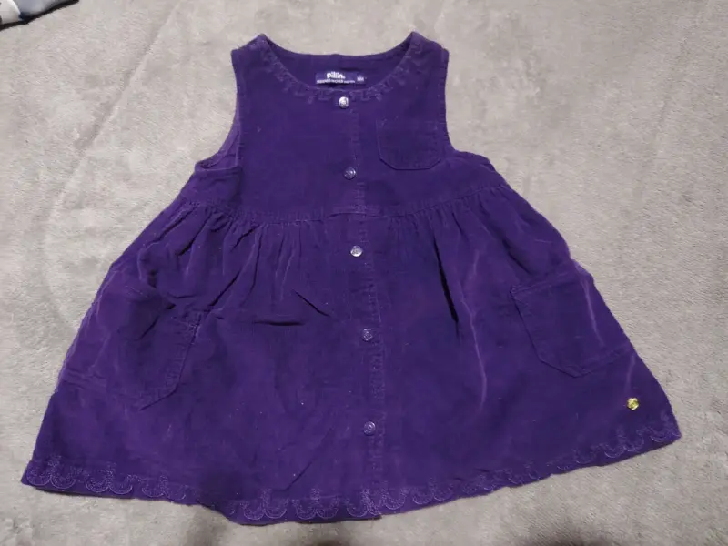 Vestido morado de pana para niña Pilin - 1