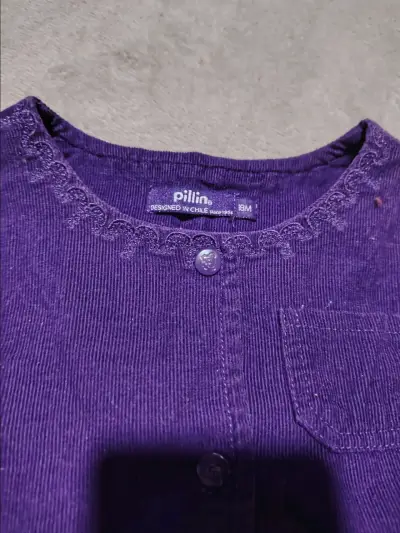 Vestido morado de pana para niña Pilin - miniatura 3