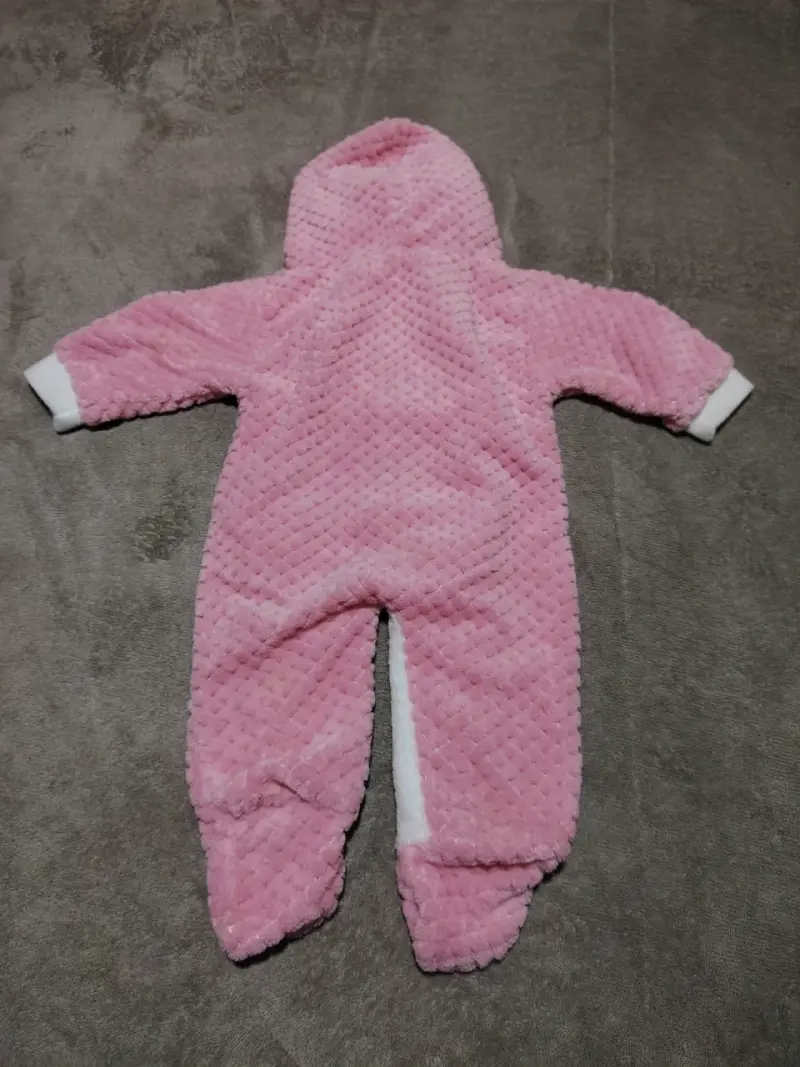 Enterito de bebé polar rosado con capucha - 2