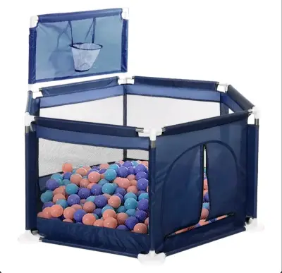 Corral de juegos infantil hexagonal azul con pelotas - miniatura 3