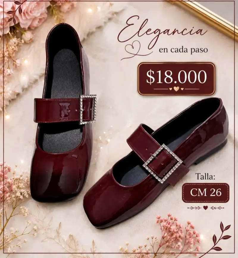 Zapatos de charol burdeos con hebilla decorativa