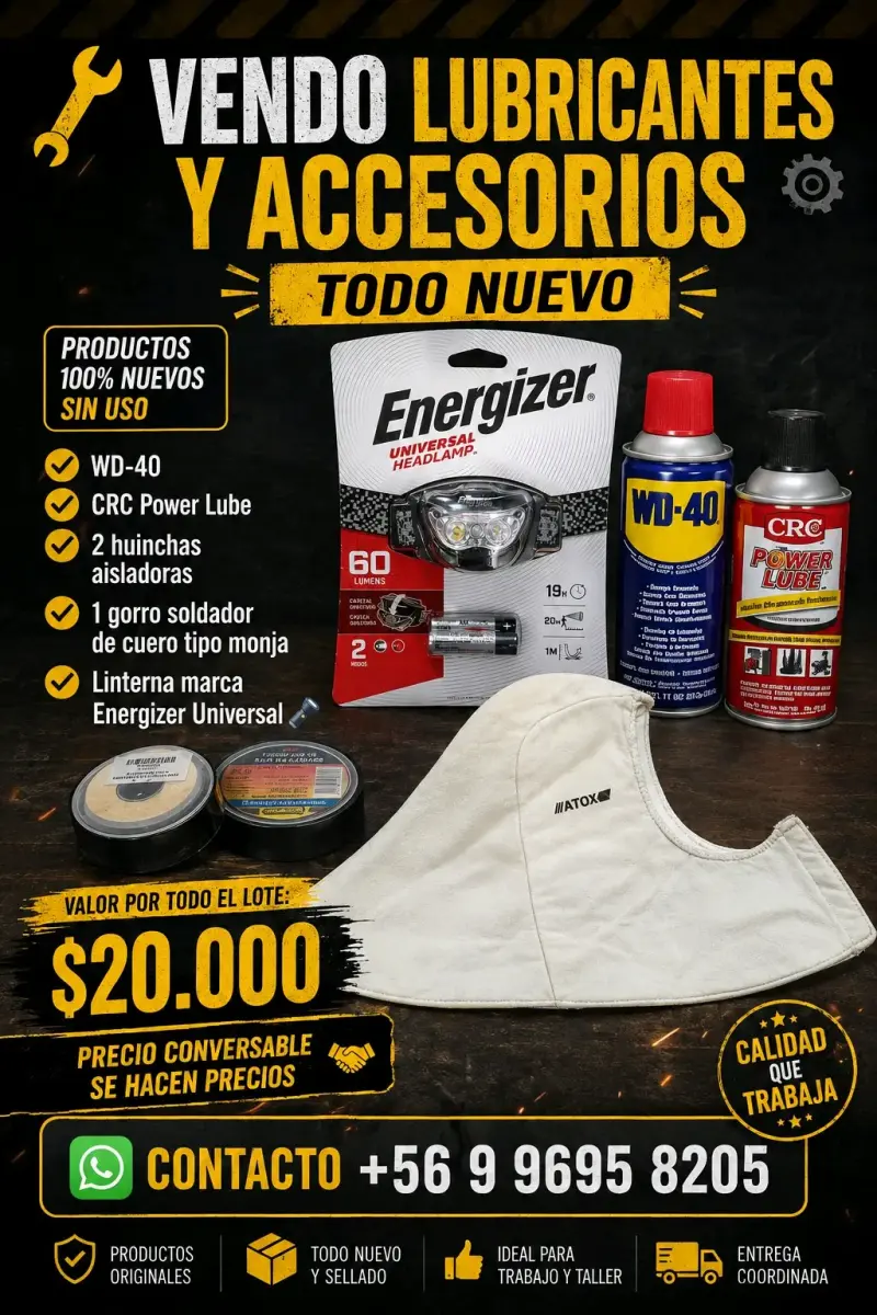 Lote de lubricantes y accesorios nuevos