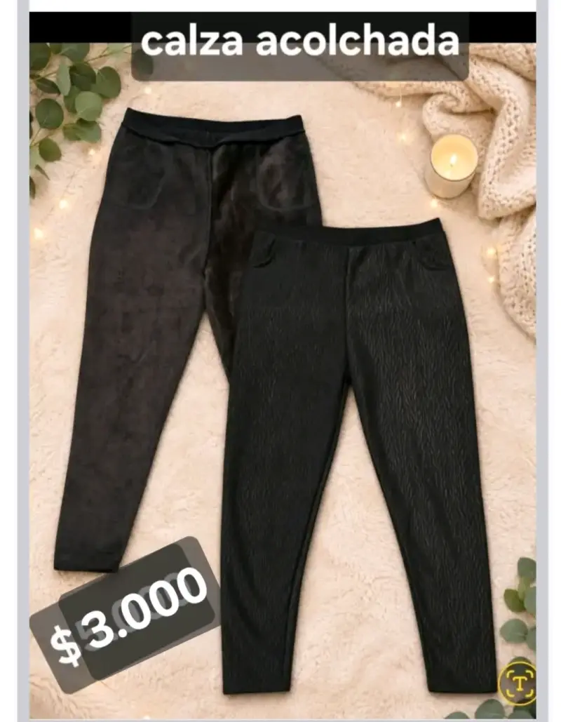 Calzas acolchadas negras para mujer