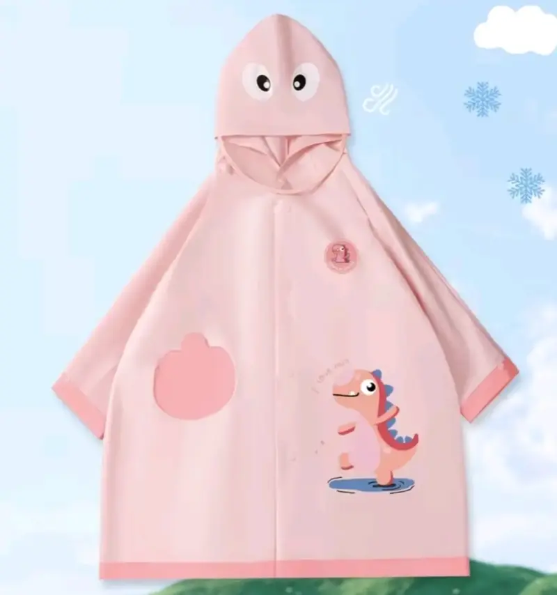 Impermeable infantil diseño dinosaurio rosa/celest - 2
