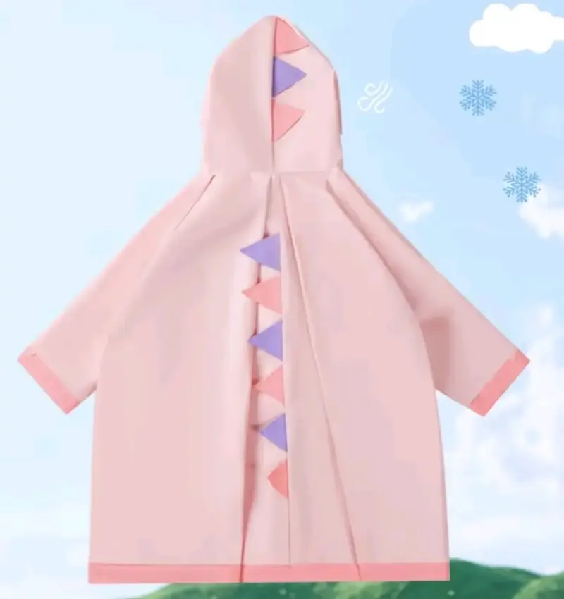Impermeable infantil diseño dinosaurio rosa/celest - 3