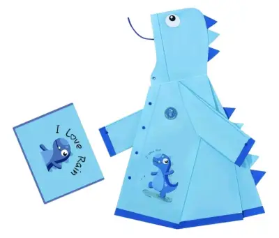 Impermeable infantil diseño dinosaurio rosa/celest - miniatura 4
