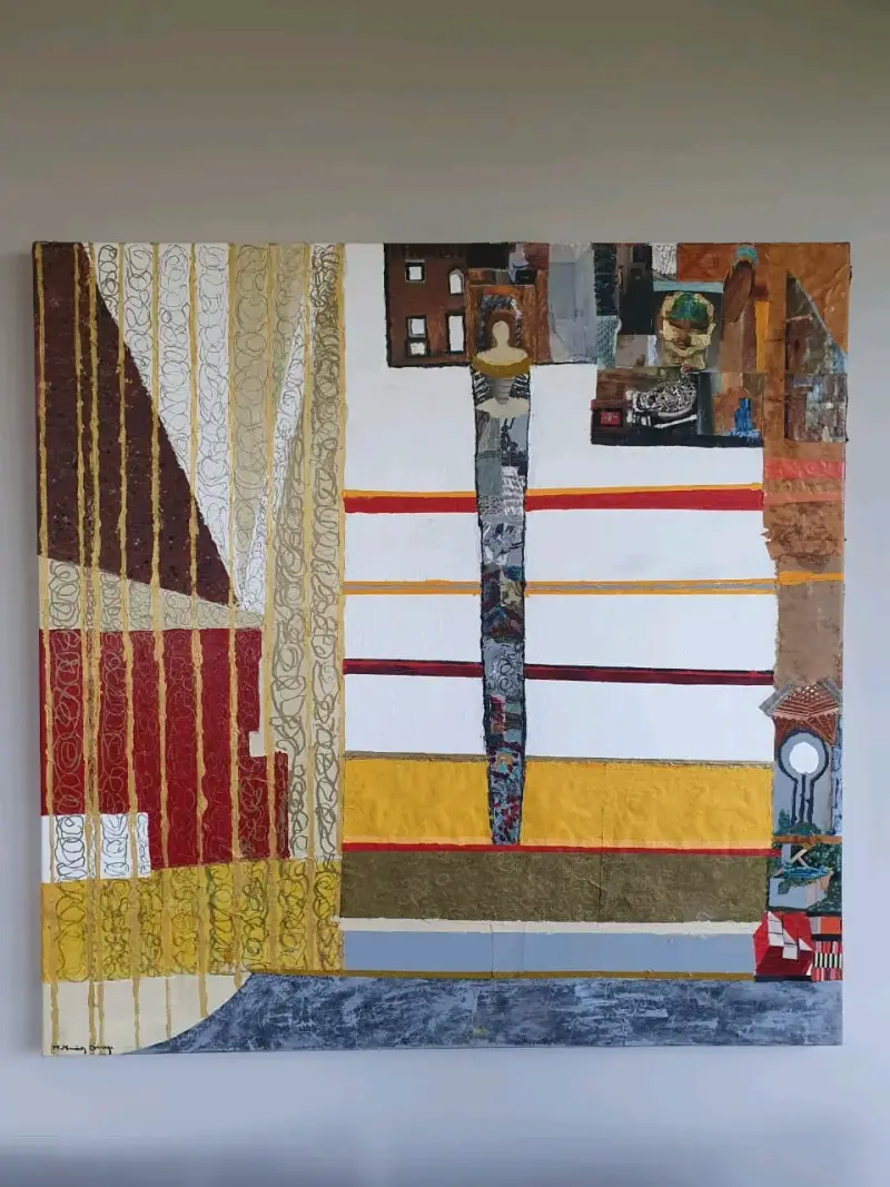 Cuadro acrílico con técnica mixta 80x80 cm